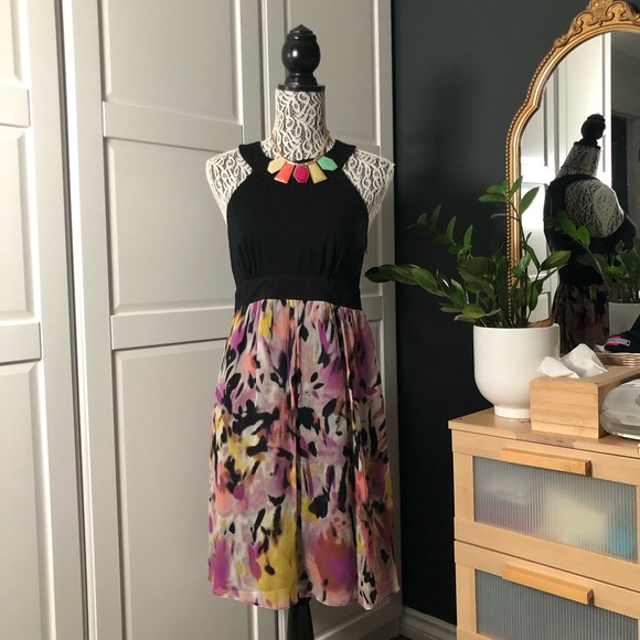 Saks Fifth Ave Floral Halter Silk Dress size 4 - Picture 1 of 5